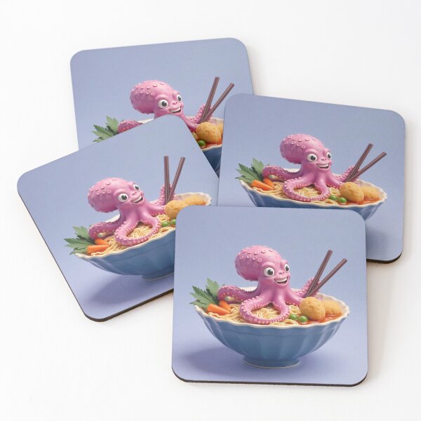 Item preview, Cute Octopus in Ramen Noodle with Takoyaki Vector Illustration designed and sold by hjian8219.