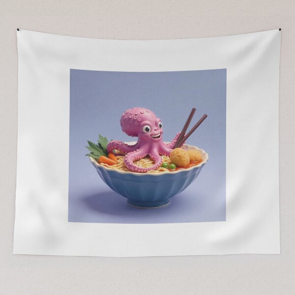 Item preview, Cute Octopus in Ramen Noodle with Takoyaki Vector Illustration designed and sold by hjian8219.