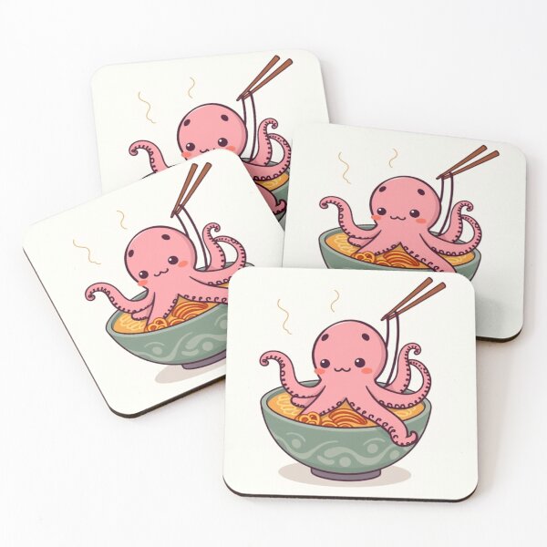 Item preview, Cute Octopus in Ramen Noodle with Takoyaki Vector Illustration designed and sold by hjian8219.