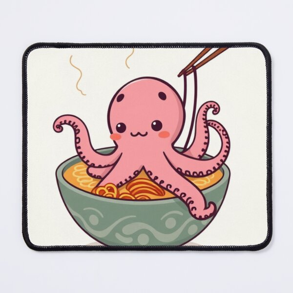 Item preview, Cute Octopus in Ramen Noodle with Takoyaki Vector Illustration designed and sold by hjian8219.