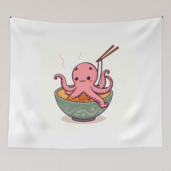 Item preview, Cute Octopus in Ramen Noodle with Takoyaki Vector Illustration designed and sold by hjian8219.
