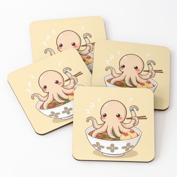 Item preview, Cute Octopus in Ramen Noodle with Takoyaki Vector Illustration designed and sold by hjian8219.