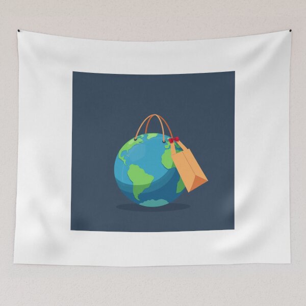 Item preview, Earth and Shopping Bag Vector Illustration designed and sold by hjian8219.
