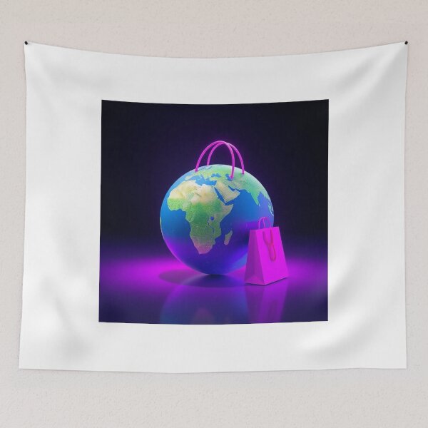 Item preview, Earth and Shopping Bag Vector Illustration designed and sold by hjian8219.