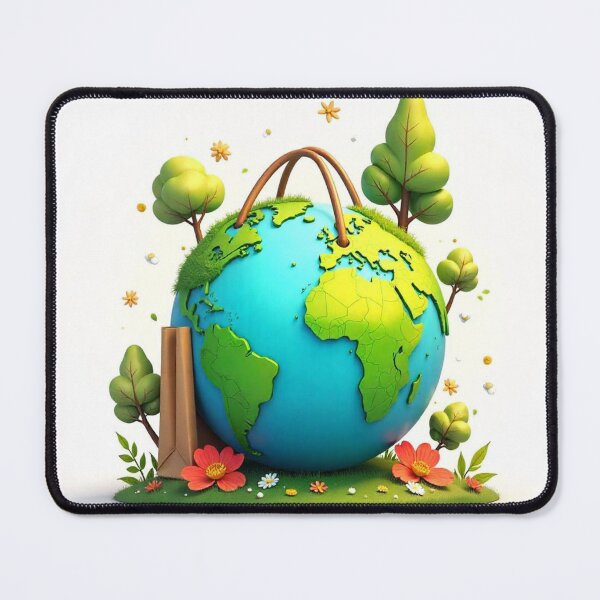 Item preview, Earth and Shopping Bag Vector Illustration designed and sold by hjian8219.