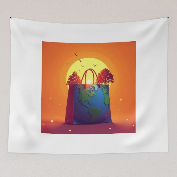 Item preview, Earth and Shopping Bag Vector Illustration designed and sold by hjian8219.