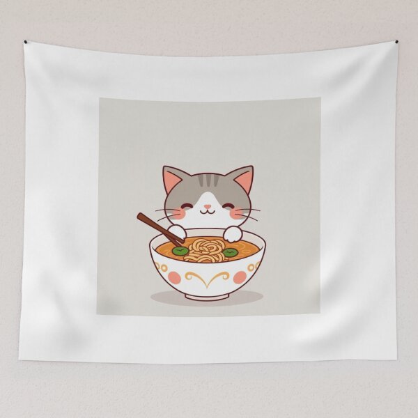Item preview, Cute Ramen Noodle in Cat Bowl Vector Illustration designed and sold by hjian8219.