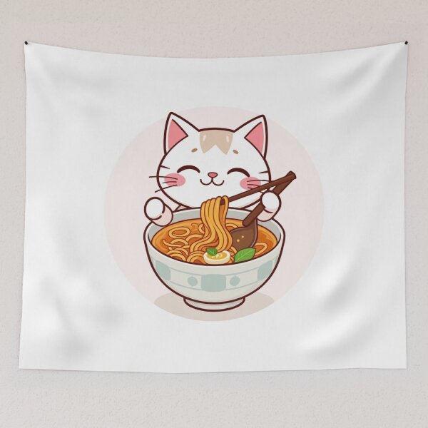 Item preview, Cute Ramen Noodle in Cat Bowl Vector Illustration designed and sold by hjian8219.
