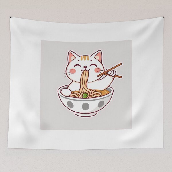 Item preview, Cute Ramen Noodle in Cat Bowl Vector Illustration designed and sold by hjian8219.