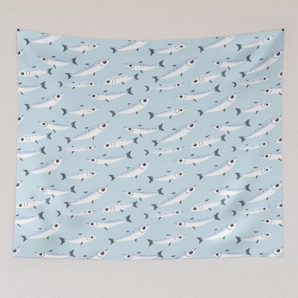 Item preview, Sardines Baby Blue Pattern designed and sold by sheprint.