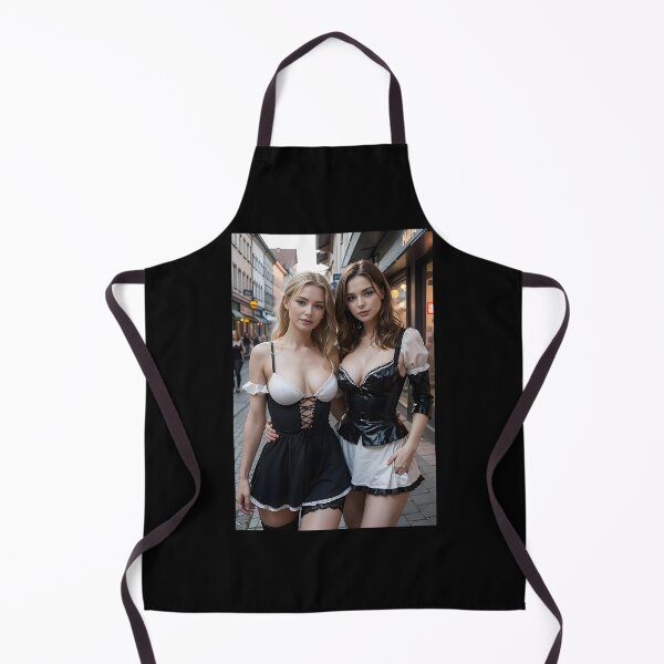 Item preview, German Women in Black and White Dirndls - AI Photography in Charming City Street designed and sold by aiEuroGirls.