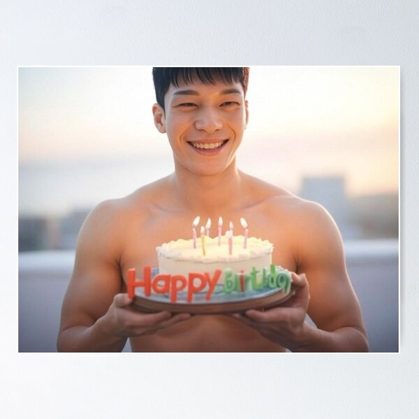 Item preview, Wi Ha Joon Birthday Cake Card designed and sold by Aryabek.