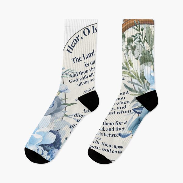 Item preview, Shema Prayer Shades of Blue floral designed and sold by wildwhimsical.