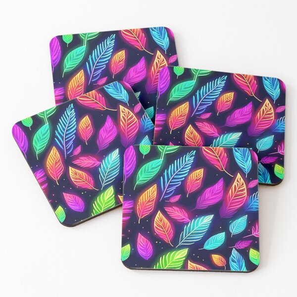 Item preview, Neon Leaves in Vibrant Glow Art designed and sold by Health And Fitness Posts e-Store.