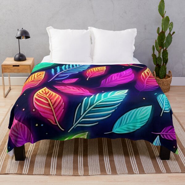 Item preview, Neon Leaves in Vibrant Glow Art designed and sold by Health And Fitness Posts e-Store.