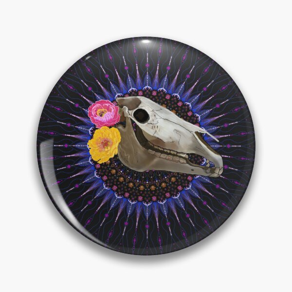 Item preview, Horse Skull with Peonies Mandala designed and sold by Rose House.