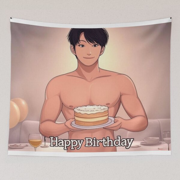 Item preview, Handsome Asian Man BL Happy Birthday Cake designed and sold by Aryabek.