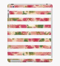 Vinilo o funda para iPad Vintage pink watercolor floral stripes pattern