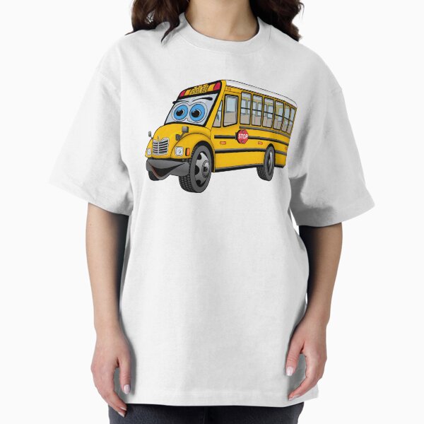 Short School Bus Cartoon Oversized T-Shirt