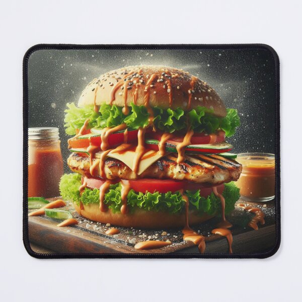 Item preview, A towering burger with multiple sauces drizzling down, creating a mouthwatering spectacle designed and sold by homydesign.
