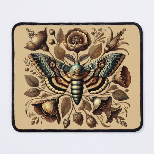 Item preview, Death's-Head moth among rustic brown blooms designed and sold by Meandmyshop.
