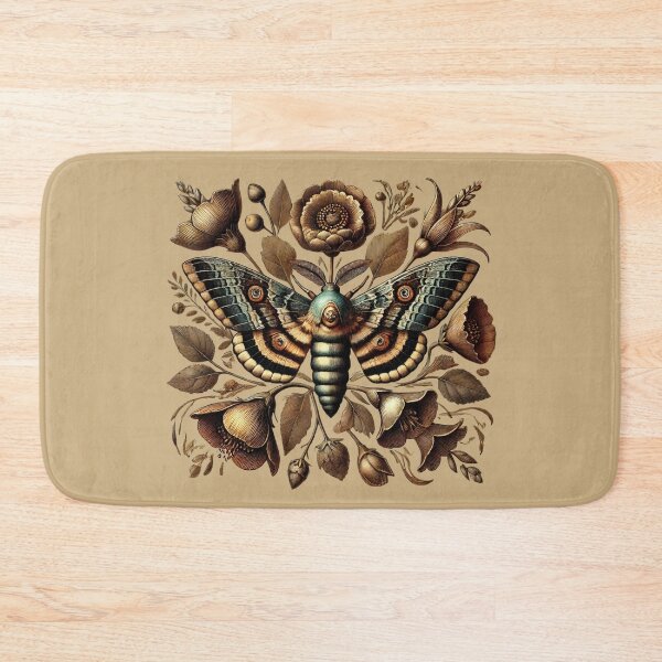 Item preview, Death's-Head moth among rustic brown blooms designed and sold by Meandmyshop.