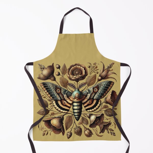 Item preview, Death's-Head moth among rustic brown blooms designed and sold by Meandmyshop.
