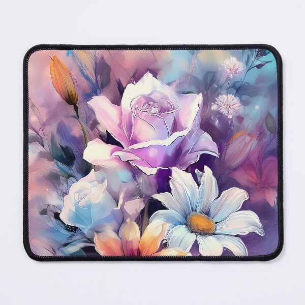 Item preview, A vibrant bouquet of flowers with roses, daisies, lilies, and other blooms, set against a softly lit background, creating a dreamy and ethereal atmosphere designed and sold by homydesign.