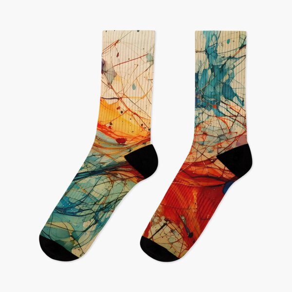 Item preview, An abstract artwork with swirling lines and merging colors in shades of orange red teal and brown designed and sold by homydesign.