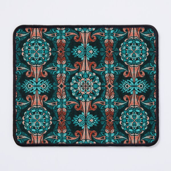 Item preview, Bohemian Nealafida Orange and Teal Black Background designed and sold by Deborah Maxemow.