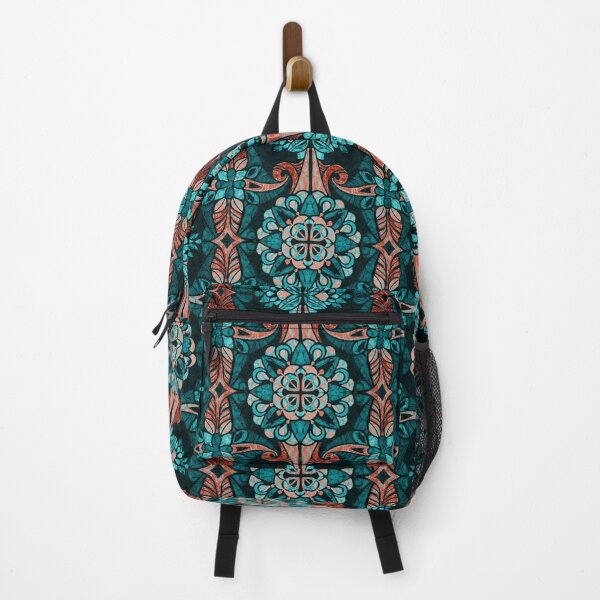 Item preview, Bohemian Nealafida Orange and Teal Black Background designed and sold by Deborah Maxemow.