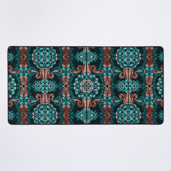 Item preview, Bohemian Nealafida Orange and Teal Black Background designed and sold by Deborah Maxemow.