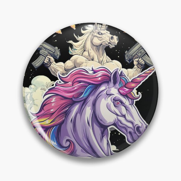 Item preview, Muscle Unicorns with Guns – Fierce Fantasy Art Shirt Design designed and sold by Ink Mastercraft.