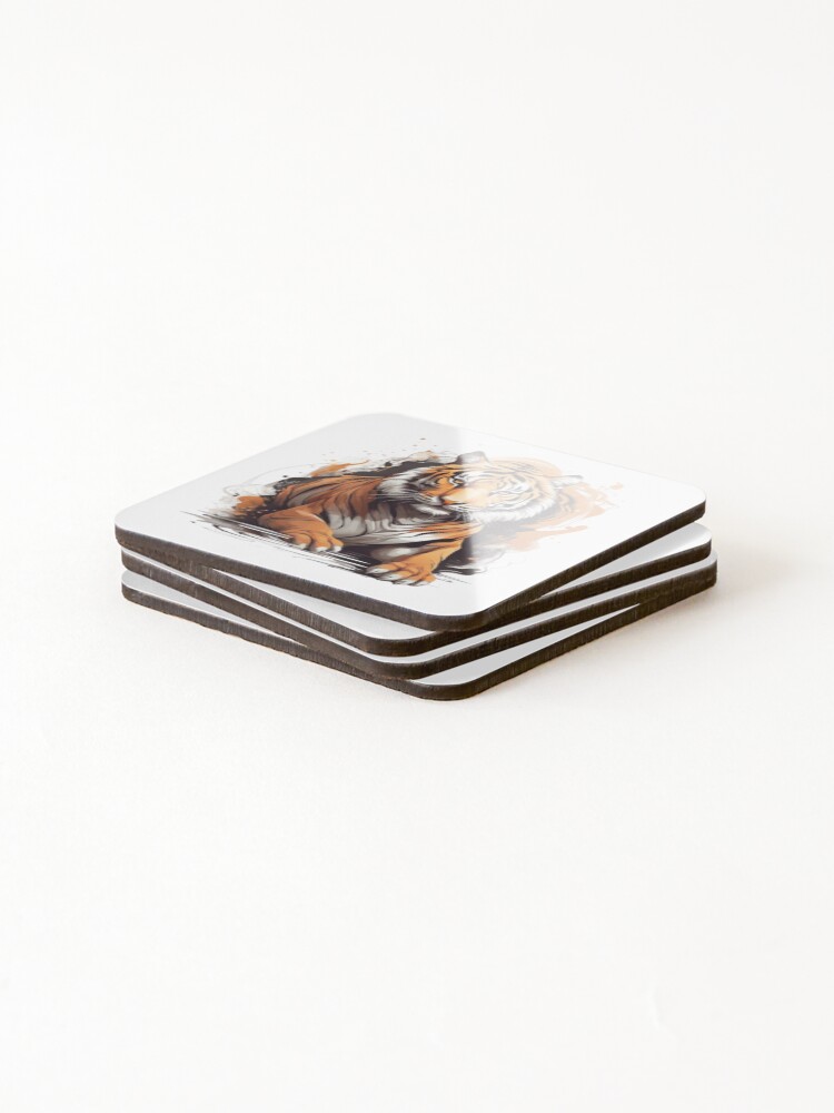 Thumbnail 4 of 5, Coasters (Set of 4), TigerSticker designed and sold by hsstudio2025.
