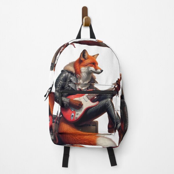 Item preview, Animal Spirit - Fox wearing Leather Jacket with an Electric Guitar - Rock Star designed and sold by erkabees.