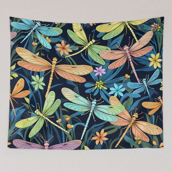 Item preview, Dragonfly Social Club Dragonflies and Flowers designed and sold by Glimmersmith.