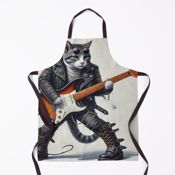 Artikelvorschau, Animal Spirit - Katze in schwarzer Lederjacke, Rockstar mit E-Gitarre entworfen und verkauft von erkabees.