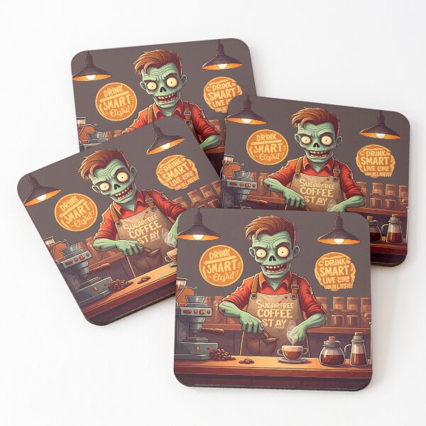 Item preview, Zombie Barista Promotes Sugar-Free Coffee for Healthy Living designed and sold by Thaivi Design.
