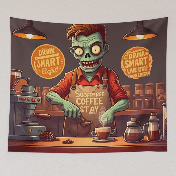 Item preview, Zombie Barista Promotes Sugar-Free Coffee for Healthy Living designed and sold by Thaivi Design.