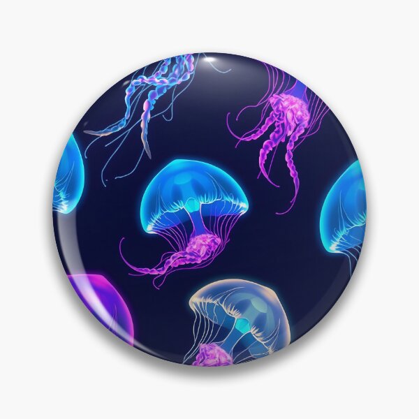 Item preview, Luminescent Rainbow Jellyfish on Navy Blue designed and sold by svarupa.
