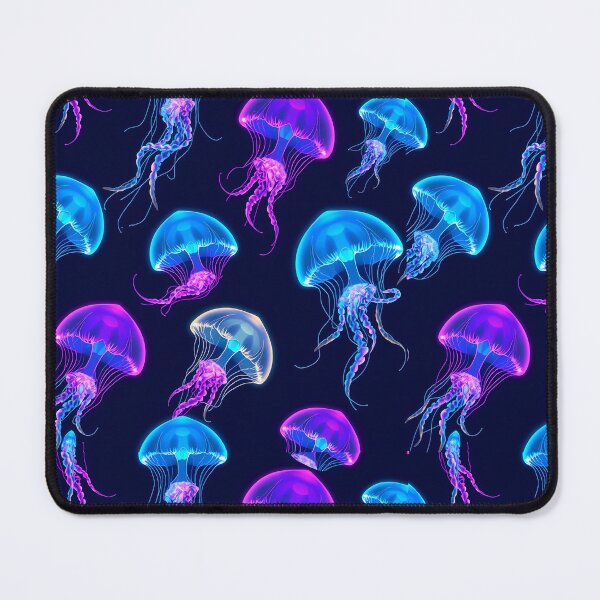 Item preview, Luminescent Rainbow Jellyfish on Navy Blue designed and sold by svarupa.