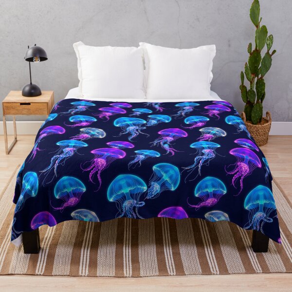 Item preview, Luminescent Rainbow Jellyfish on Navy Blue designed and sold by svarupa.