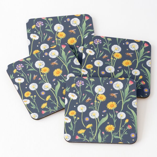Item preview, Bees and wildflowers Dark blue  designed and sold by svarupa.