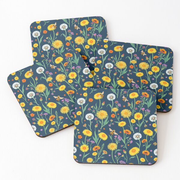 Item preview, Bees and wildflowers Dark blue  designed and sold by svarupa.