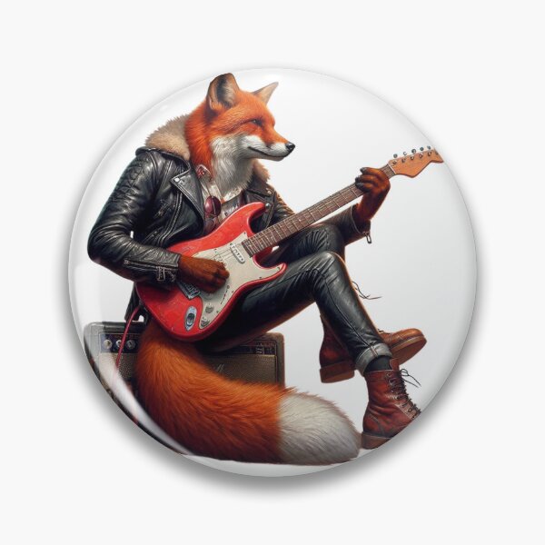 Item preview, Animal Spirit - Fox wearing Leather Jacket with an Electric Guitar - Rock Star designed and sold by erkabees.