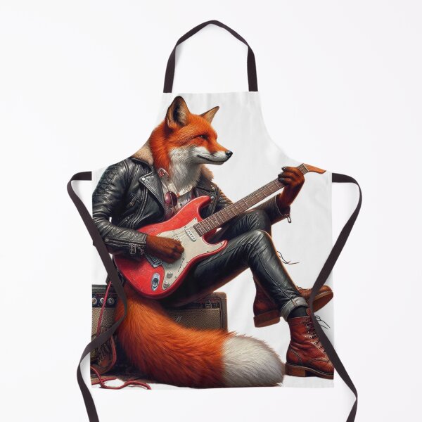 Item preview, Animal Spirit - Fox wearing Leather Jacket with an Electric Guitar - Rock Star designed and sold by erkabees.