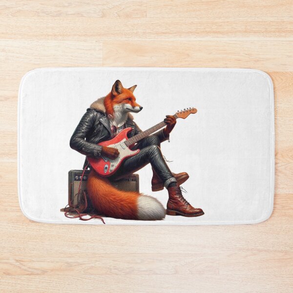 Item preview, Animal Spirit - Fox wearing Leather Jacket with an Electric Guitar - Rock Star designed and sold by erkabees.