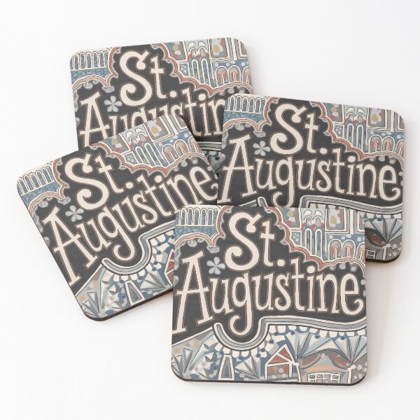 Item preview, St. Augustine City Vintage Whimsical Retro Doodle Typography Art designed and sold by Witty Shirts.