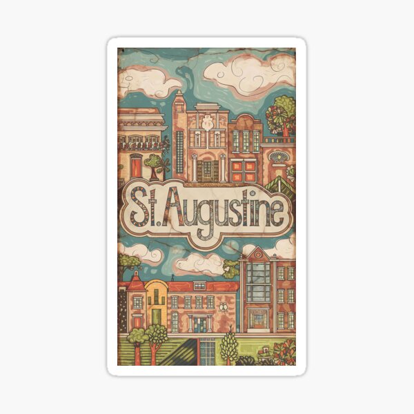 Item preview, St. Augustine City Vintage Whimsical Retro Doodle Typography Art designed and sold by Witty Shirts.