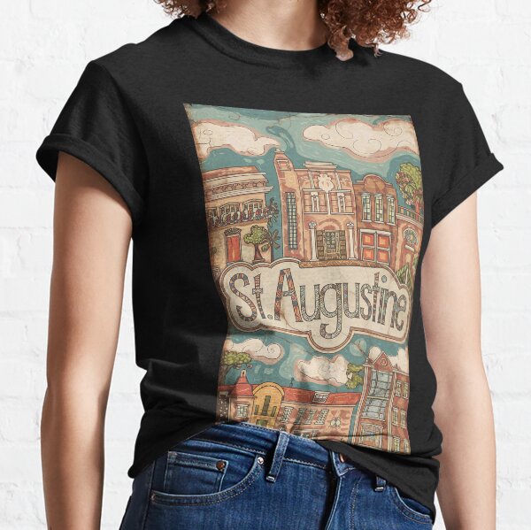 Item preview, St. Augustine City Vintage Whimsical Retro Doodle Typography Art designed and sold by Witty Shirts.